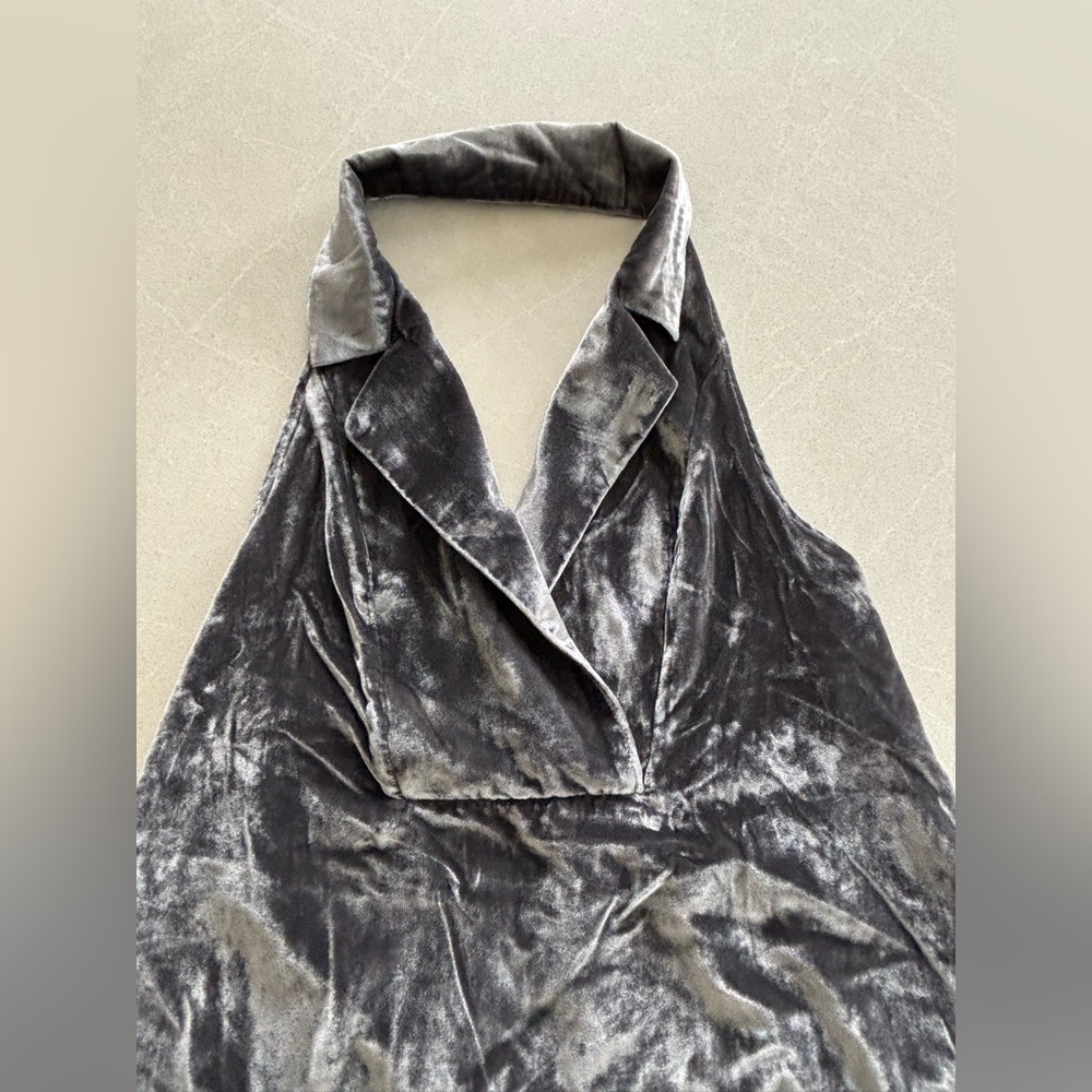 Anthropologie The Dylon Sleeveless Wide-Placket Top Velvet Edition Gray Sz. S - Picture 10 of 15